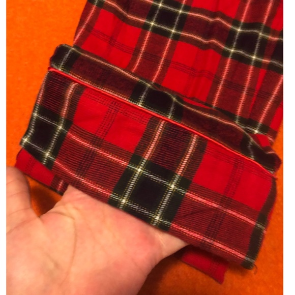 Red tartan organic cotton cabin lounge check pants NWT - Picture 3 of 11
